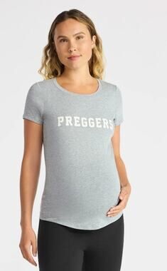 Time and Tru Women’s Maternity Graphic Tee Large Preggers pregnancy T-shirt gray